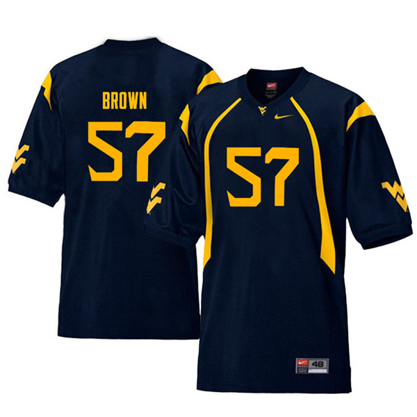 NCAA Men's Michael Brown West Virginia Mountaineers Navy #57 Nike Stitched Football College Throwback Authentic Jersey LH23A25JT